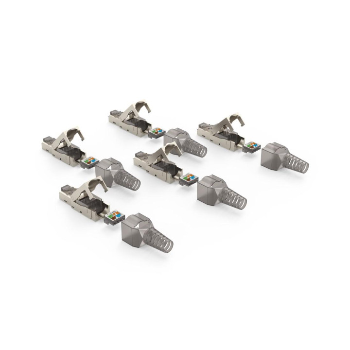 Комплект мрежови конектори HAMA Essential, 5 бр, RJ-45, CAT 6a, 10 Gbit/s, екраниран, инсталиране без инструменти - HAMA-200793 