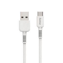 Кабел за зареждане HAMA Eco, USB-A - USB-C, 1 м, 480 Mbit/s, Бял - HAMA-187281 - 1