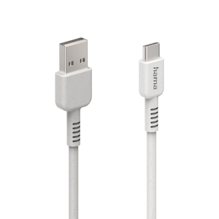 Кабел за зареждане HAMA Eco, USB-A - USB-C, 1 м, 480 Mbit/s, Бял - HAMA-187281 - 2