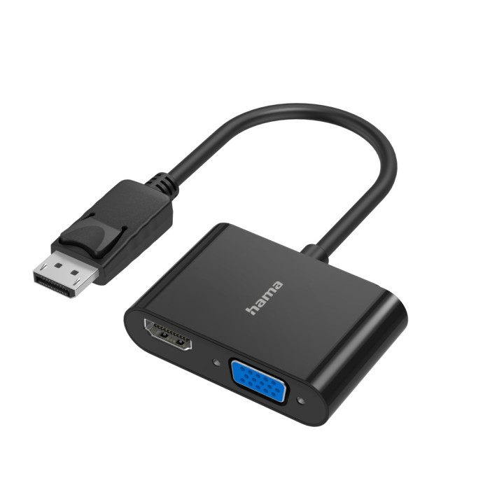 Видео адаптер HAMA, DisplayPort мъжко към HDMI женско и VGA женско, 4K 4096x2160 - HAMA-200334 - 1
