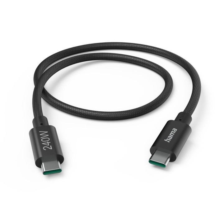 Кабел за зареждане Hama, USB-C - USB-C, 240W, 5Gbit/s, 1.5м, двойно екраниран, черен - HAMA-201702 - 1