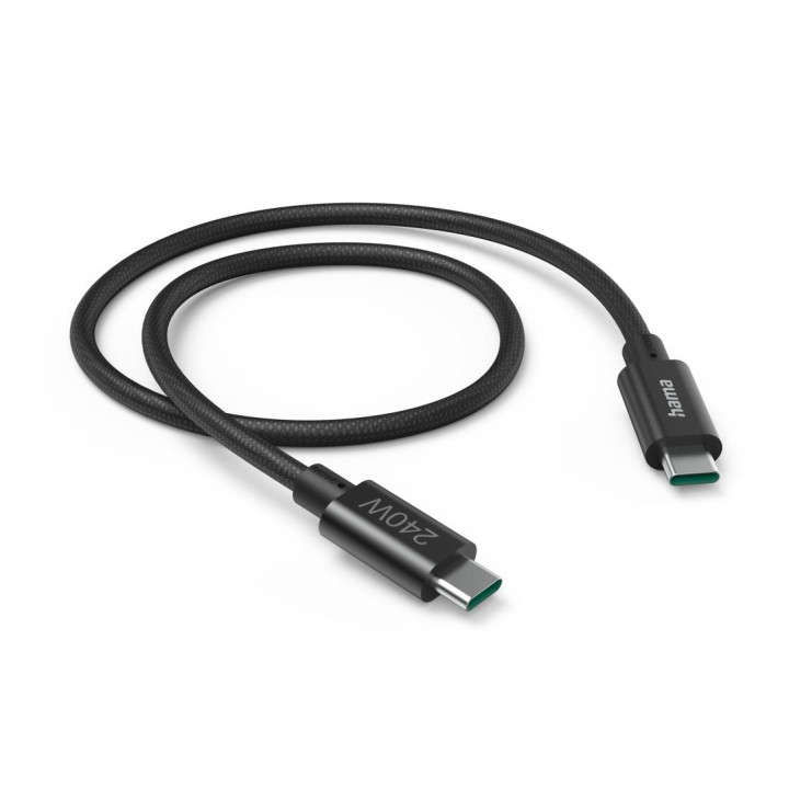 Кабел за зареждане Hama, USB-C - USB-C, 240W, 5Gbit/s, 1.5м, двойно екраниран, черен - HAMA-201702 - 2