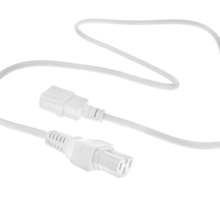 Захранващ кабел ACT, IEC C14 мъжко - IEC C15 женско, 2 м, бял - AK5437 - 3