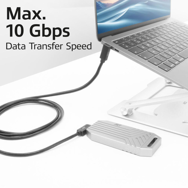 Кабел ACT USB-C към USB-C, 10Gbps, 60W, 1 м, ъглови конектори 90°, черен - AC7481 - 5