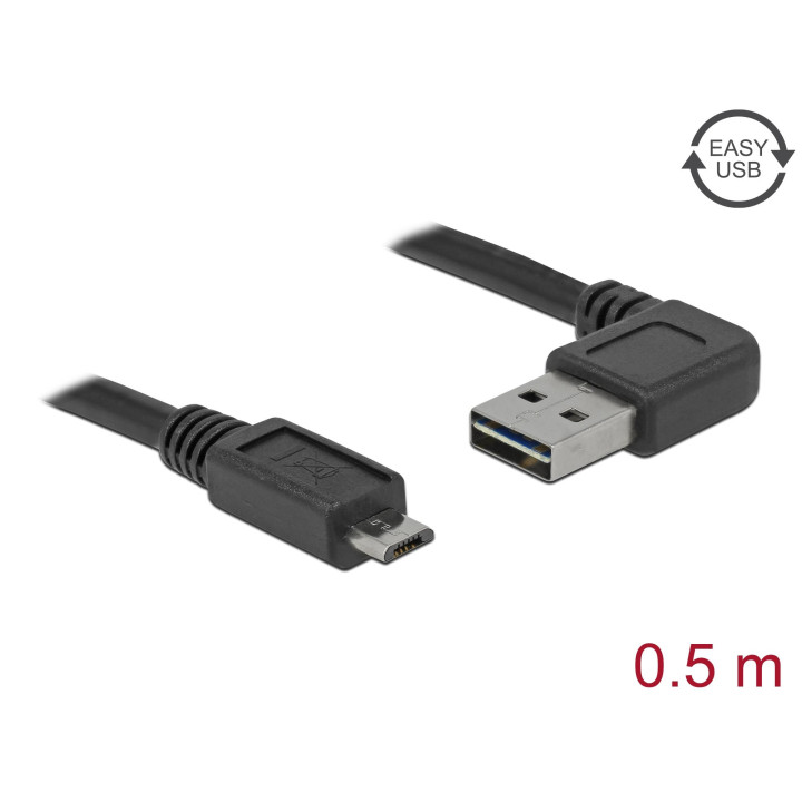 Кабел DeLock EASY-USB, USB-A към Micro-B, USB 2.0 480Mbps, 0.5м, черен - DELOCK-85163 - 2