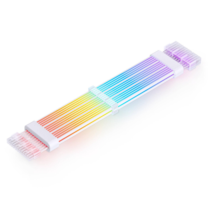 Удължителен кабел за видео карта JONSBO PC Light Cable, 3x 8-pin PCIe, RGB, 300 мм, бял - ZUAD-1561 - 1