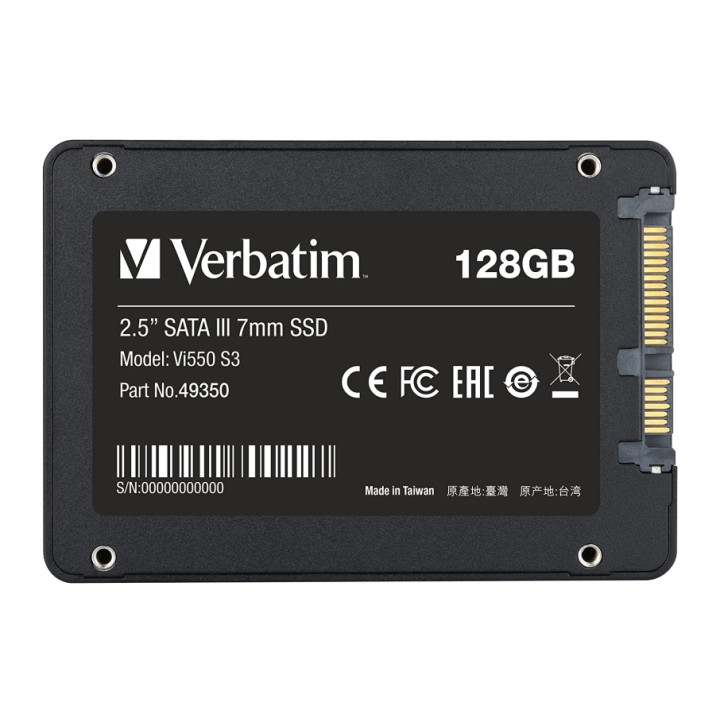 SSD диск Verbatim Vi550 S3, 128GB 2.5" SATA III 7mm, 550MB/s четене, 430MB/s запис - 49350 - 3