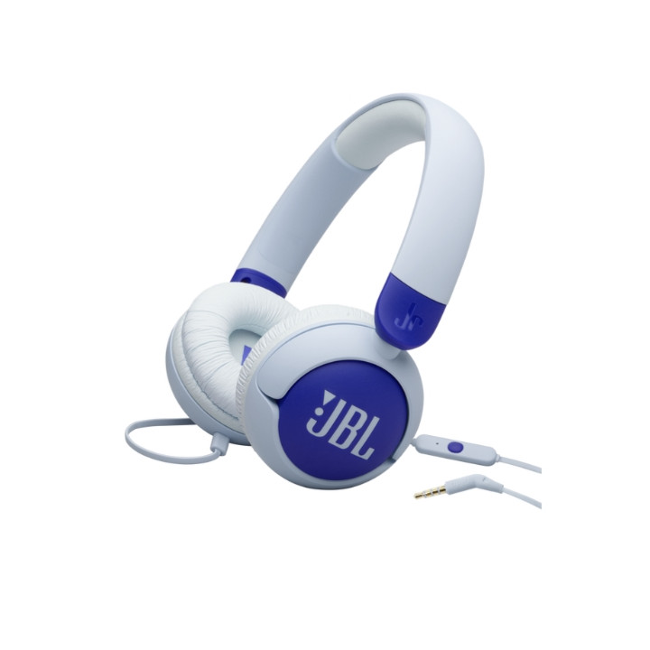 Детски слушалки JBL JR320, on-ear, жични, 3.5mm жак, вграден микрофон, ограничаване на звука, синьо - JBLJR320BLU - 1