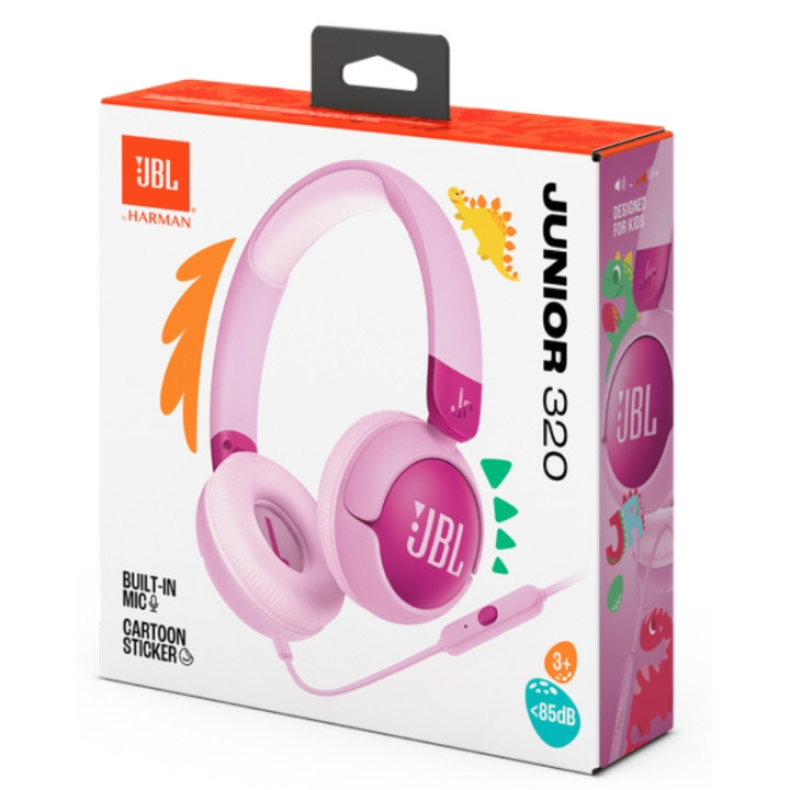 Слушалки JBL JR320, детски, on-ear, кабелни, 3.5mm, вграден микрофон, лилави - JBLJR320PUR - 6