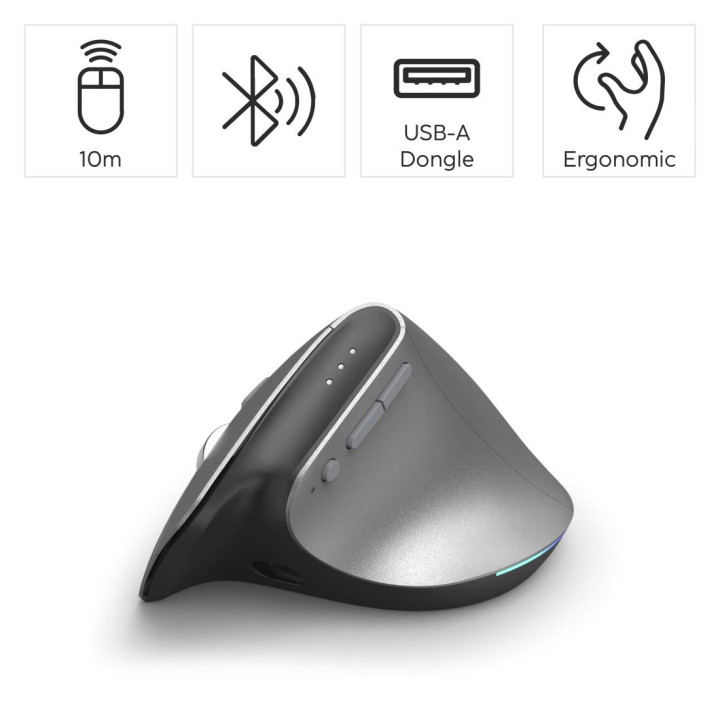 Вертикална мишка HAMA EMW-700, безжична, Bluetooth/USB, 8 бутона, до 2400 DPI - HAMA-173095 - 3