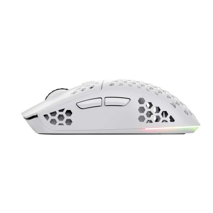 Безжична геймърска мишка TRUST GXT929W Helox, безжична, 4800 DPI, оптичен сензор, RGB подсветка, бял - 25390 - 4