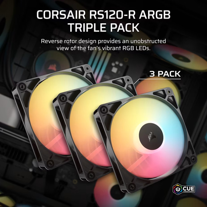Вентилатори за кутия CORSAIR RS120-R ARGB, 3x120mm, 2100 RPM, PWM - CO-9050196-WW - 2