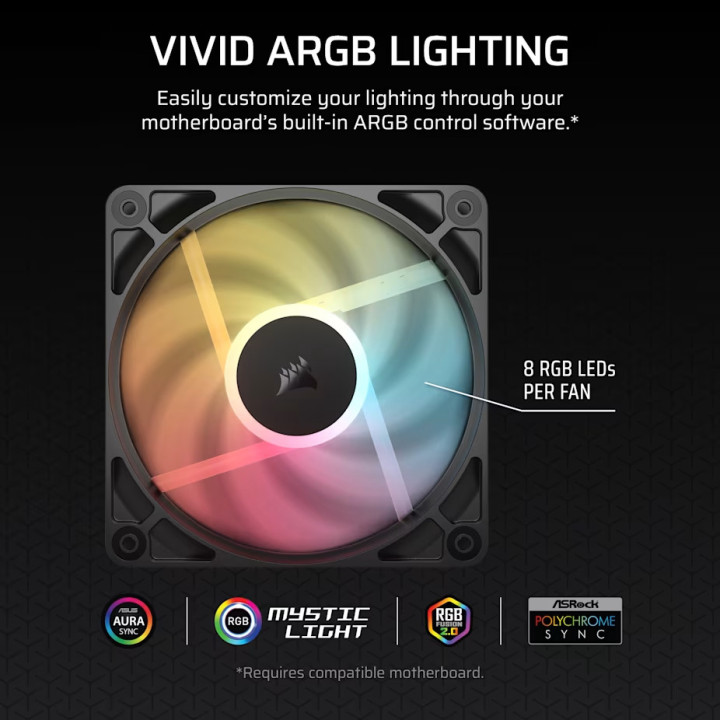 Вентилатори за кутия CORSAIR RS120-R ARGB, 3x120mm, 2100 RPM, PWM - CO-9050196-WW - 4