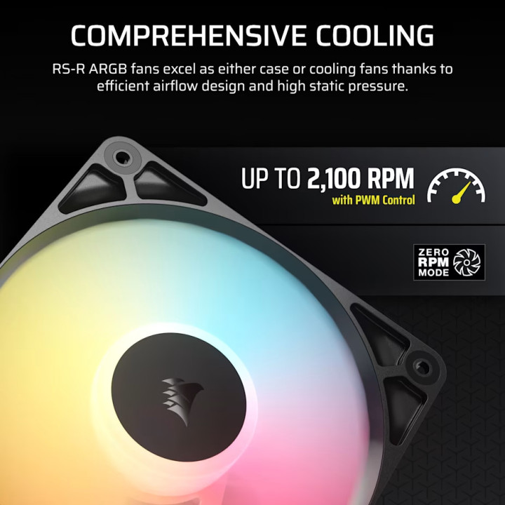 Вентилатори за кутия CORSAIR RS120-R ARGB, 3x120mm, 2100 RPM, PWM - CO-9050196-WW - 6