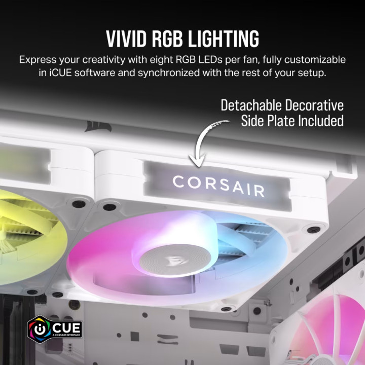 Вентилатори за компютър CORSAIR iCUE LINK RX120 RGB White, 120mm, 3 броя, PWM, 2100 RPM - CO-9051022-WW - 5
