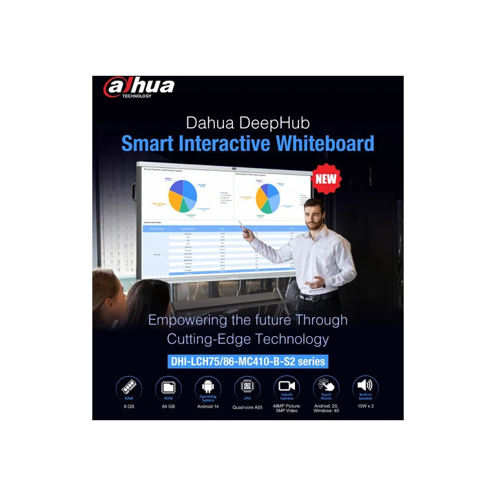 Интерактивен дисплей Dahua LCH75-MC410-B-S2, 75" 4K UHD, Android 14, 40 точки допир - LCH75-MC410-B-S2-75" - 2