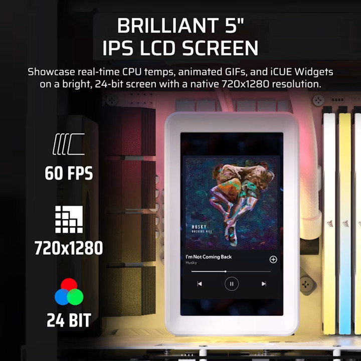 Водно охлаждане за процесор CORSAIR iCUE LINK TITAN II 360 RX LCD White, 360mm, 3x120mm, Intel/AMD - CW-9061046-WW - 3