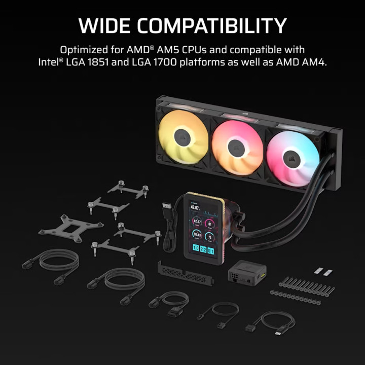 Водно охлаждане за процесор CORSAIR iCUE LINK TITAN II 360 RX LCD, 360mm, 3x120mm, Intel/AMD - CW-9061045-WW - 5