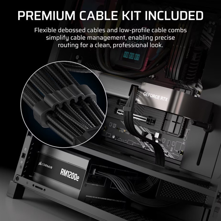 Модулно захранване CORSAIR RMe Series RM1200e, 1200W, ATX 3.1, 80 PLUS Platinum - CP-9020316-EU - 7