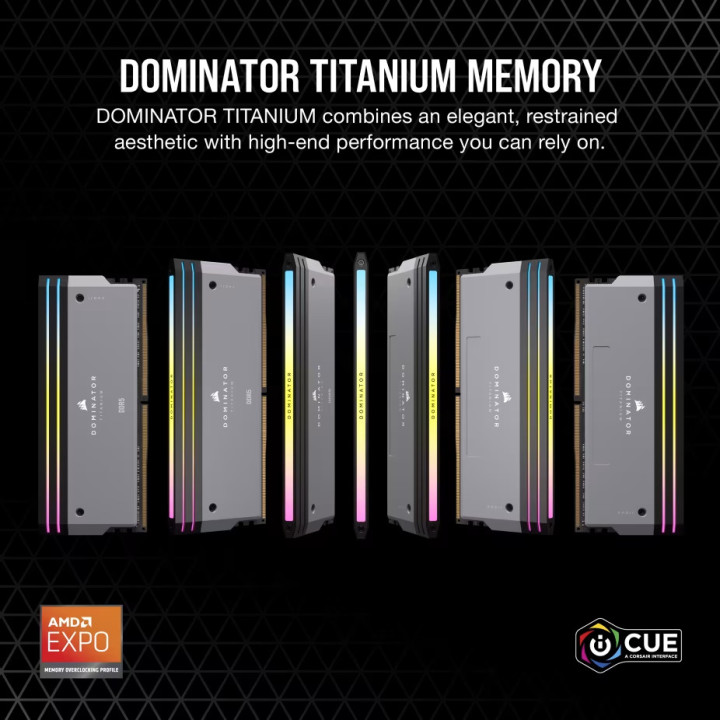 RAM памет CORSAIR DOMINATOR TITANIUM, 64GB (2x32GB) DDR5 6000MT/s, CL30, Intel XMP/AMD EXPO - CMP64GX5M2B6000Z30 - 2