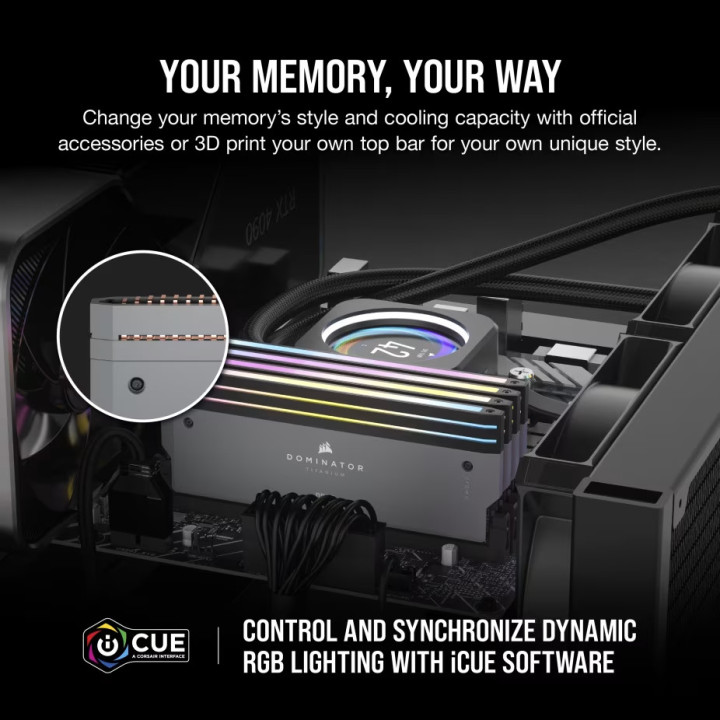 RAM памет CORSAIR DOMINATOR TITANIUM, 64GB (2x32GB) DDR5 6000MT/s, CL30, Intel XMP/AMD EXPO - CMP64GX5M2B6000Z30 - 4