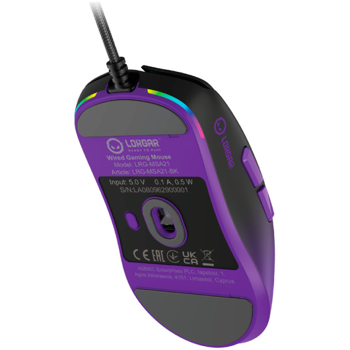 Геймърска мишка LORGAR MSA21, жична, Pixart 3315 сензор, USB, оптична - LRG-MSA21-BK - 6