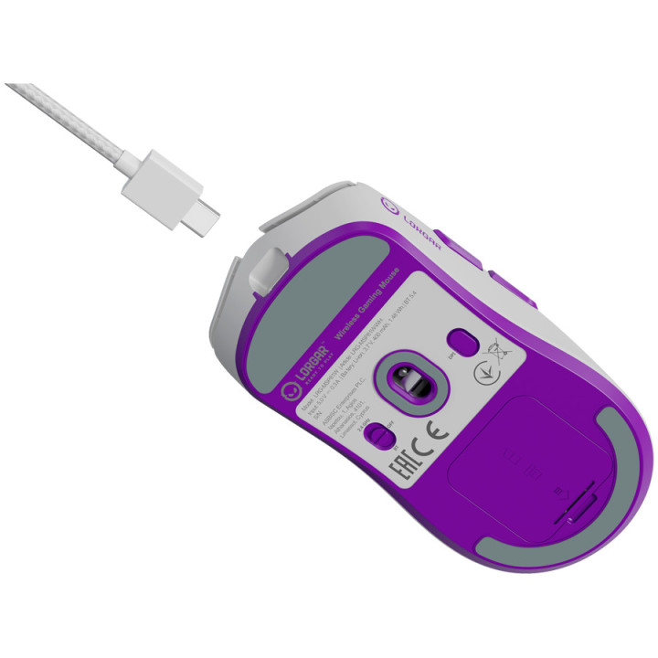 Геймърска мишка LORGAR MSP81W Pro, безжична, PixArt 3950, 30000 DPI, Bluetooth/RF, бяла - LRG-MSP81W-WH - 9