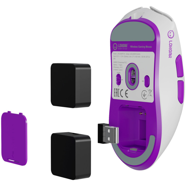 Геймърска мишка LORGAR MSP81W Pro, безжична, PixArt 3950, 30000 DPI, Bluetooth/RF, бяла - LRG-MSP81W-WH - 10