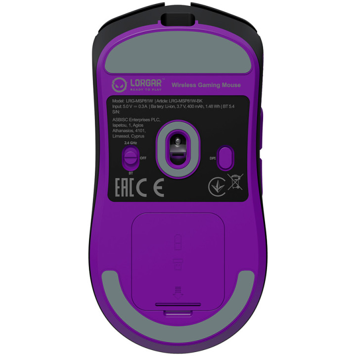 Геймърска мишка LORGAR MSP81W Pro, безжична, Bluetooth/RF, PixArt 3950, 30000 DPI - LRG-MSP81W-BK - 7