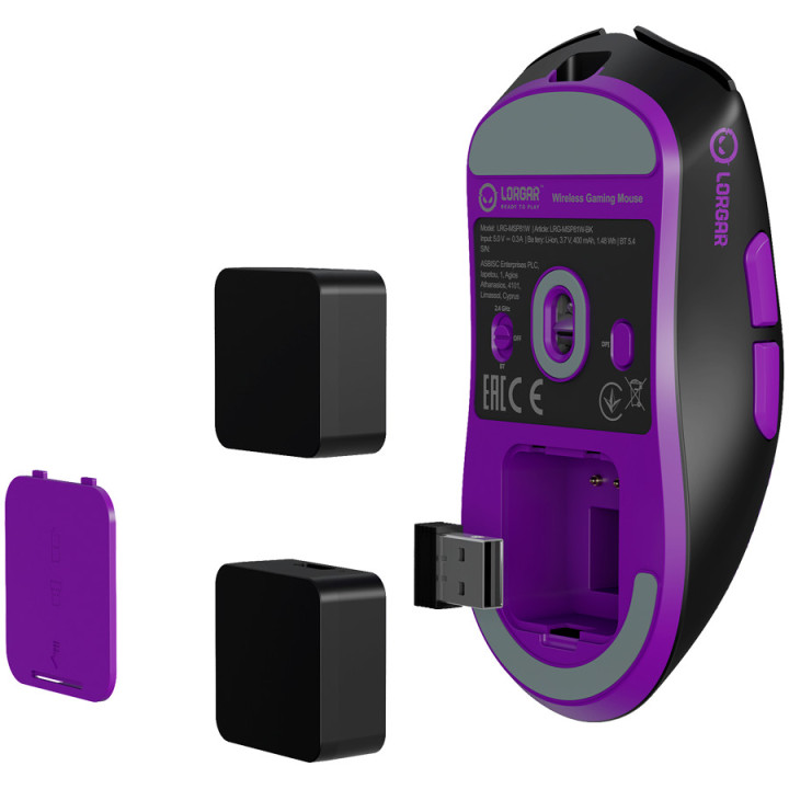 Геймърска мишка LORGAR MSP81W Pro, безжична, Bluetooth/RF, PixArt 3950, 30000 DPI - LRG-MSP81W-BK - 10