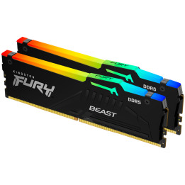 RAM памет Kingston FURY Beast RGB, 16GB(2x8GB) DDR5 6000MT/s, CL36, EXPO - KF560C36BBEAK2-16 - 1