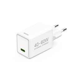 Зарядно устройство HAMA Dynamic Fast Charger, 40-60W, GaN, USB-C, PD, бяло - 201941 - 1