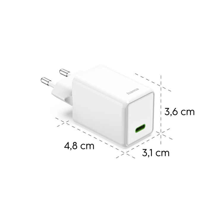 Зарядно устройство HAMA Dynamic Fast Charger, 40-60W, GaN, USB-C, PD, бяло - 201941 - 3