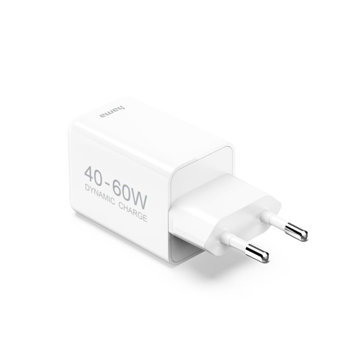 Зарядно устройство HAMA Dynamic Fast Charger, 40-60W, GaN, USB-C, PD, бяло - 201941 - 4