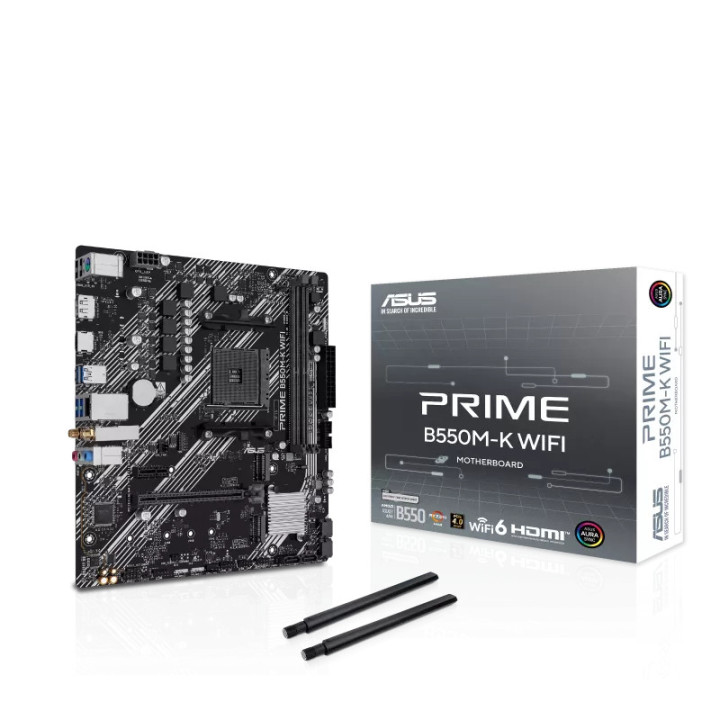 Дънна платка ASUS PRIME B550M-K WIFI, AMD AM4, B550, micro-ATX, DDR4, Wi-Fi 6 - 90MB1R80-M0EAY0 - 1