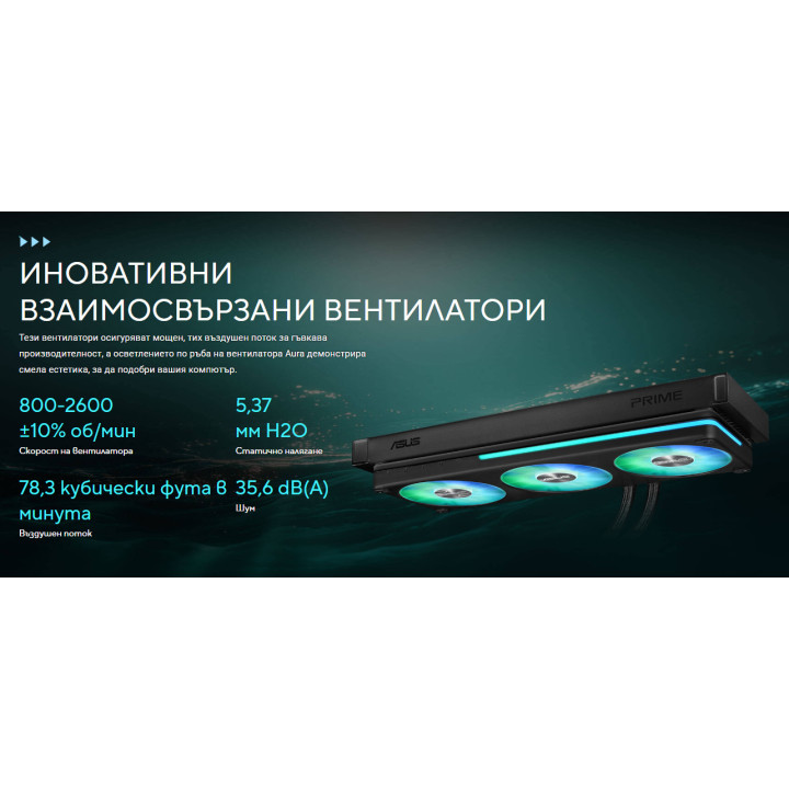 Водно охлаждане за процесор ASUS Prime SLC II 360 ARGB LCD, 360mm, 3x120mm, Intel/AMD - 90RC01W1-B0EAY0 - 5