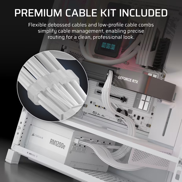 Модулно захранване Corsair RM1200e White, 1200W, 80+ Platinum, ATX 3.1 - CP-9020317-EU - 7