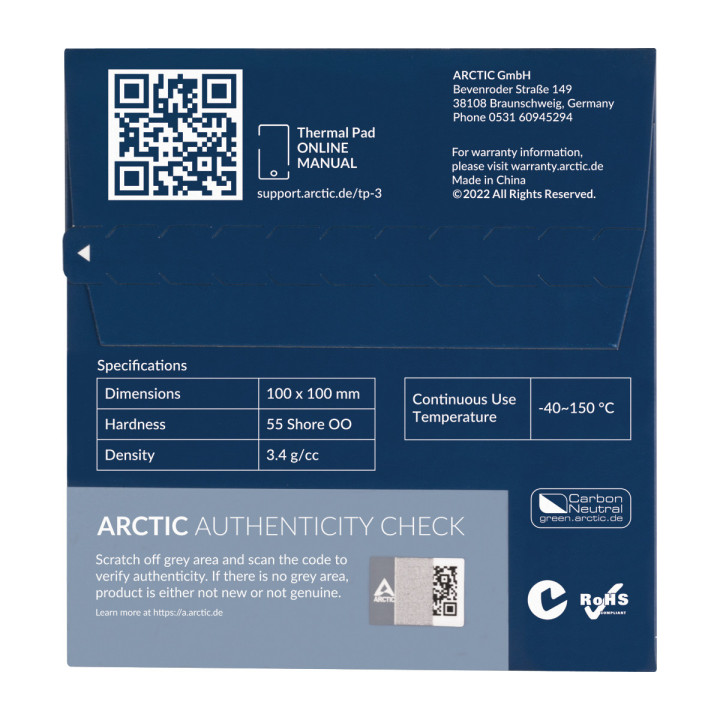 Термопад Arctic Thermal pad TP-3 100x100mm, 1.5mm - ACTPD00054A