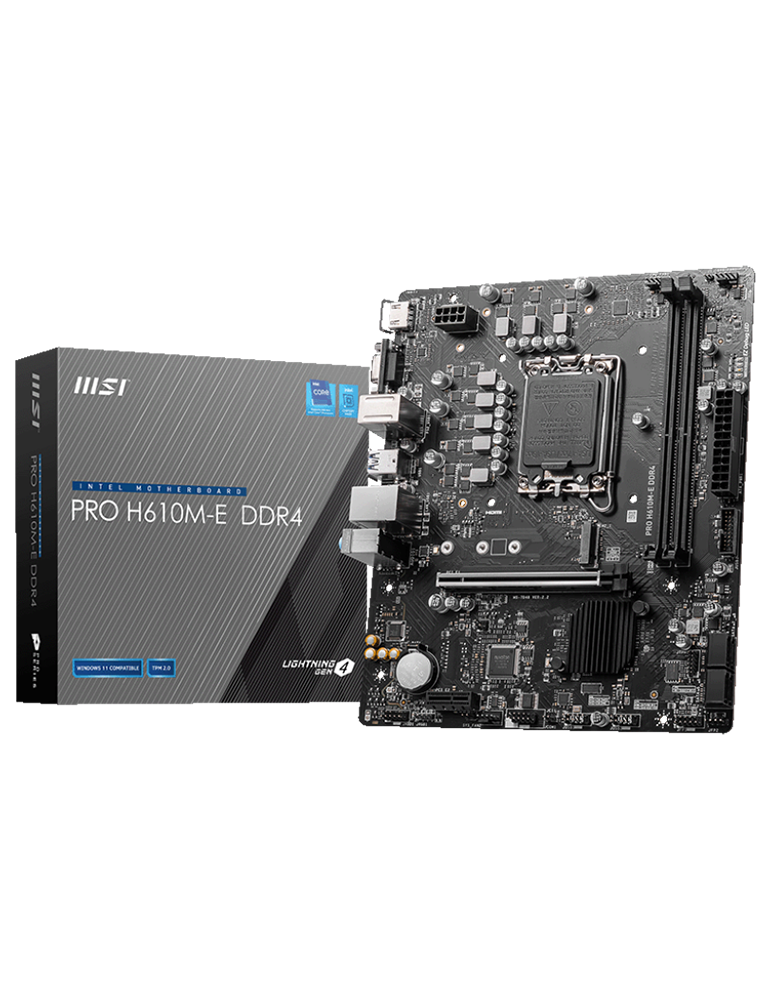 Дънна платка MSI PRO H610M-E DDR4, LGA1700, PCIe 4.0, M.2 Gen3 x4