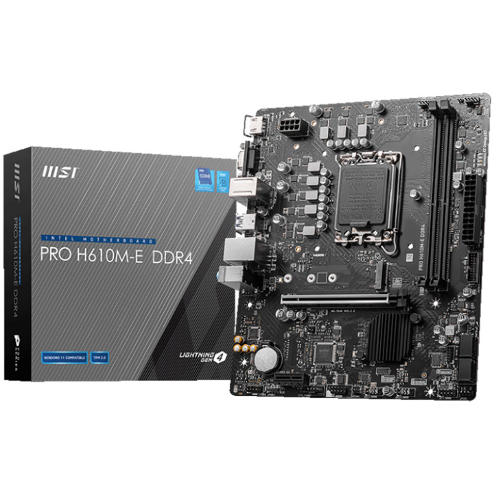 Дънна платка MSI PRO H610M-E DDR4, LGA1700, PCIe 4.0, M.2 Gen3 x4