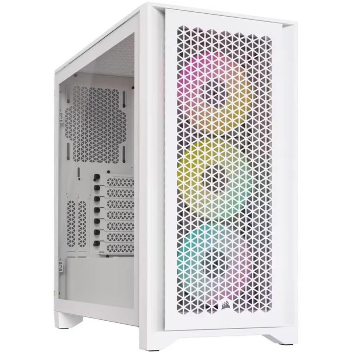 Кутия за компютър Corsair iCUE 4000D RGB Airflow Mid Tower, Tempered Glass, Бял - CC-9011241-WW