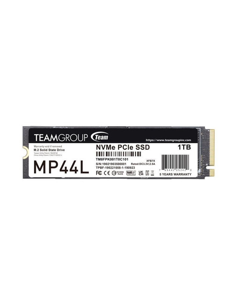 SSD диск Team Group 1TB MP44L, M.2 2280 NVMe PCI-e 4.0 x4, 5000/4500 MB/s - TM8FPK001T0C101