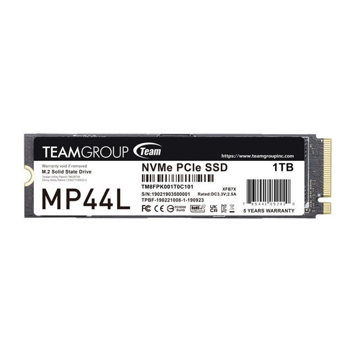 SSD диск Team Group 1TB MP44L, M.2 2280 NVMe PCI-e 4.0 x4, 5000/4500 MB/s - TM8FPK001T0C101