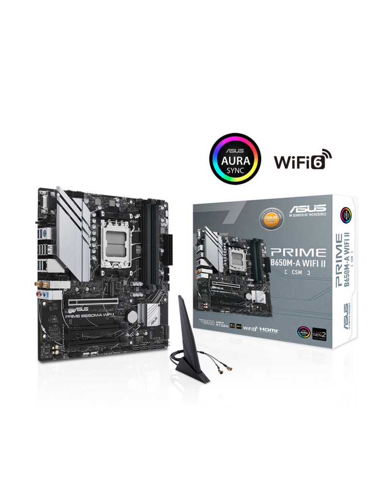 Дънна платка Asus PRIME B650M WI-FI II socket AM5, 4xDDR5, Aura Sync, PCIe 5.0 SSD Slot