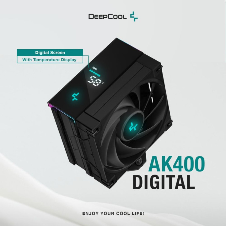 Охладител за процесор DeepCool AK400 Digital, LGA 1700/AM5, aRGB - R-AK400-BKADMN-G