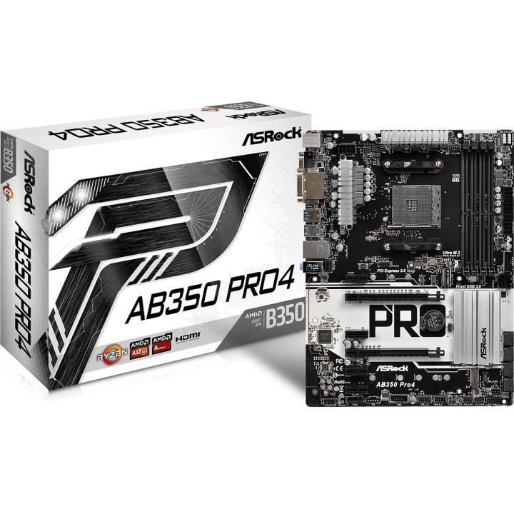 Дънна платка Asrock AB350 PRO4, сокет AM4