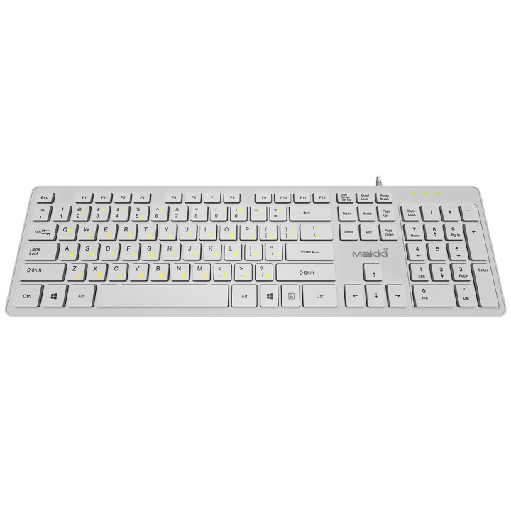 Нископрофилна клавиатура Makki USB BG, Low profile Chocolate, KB-C14 White