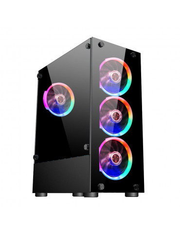 Кутия за компютър 1stPlayer Fire Dnacing V2-A RGB, ATX, с включени 4 вентилатора - V2-A-4R1