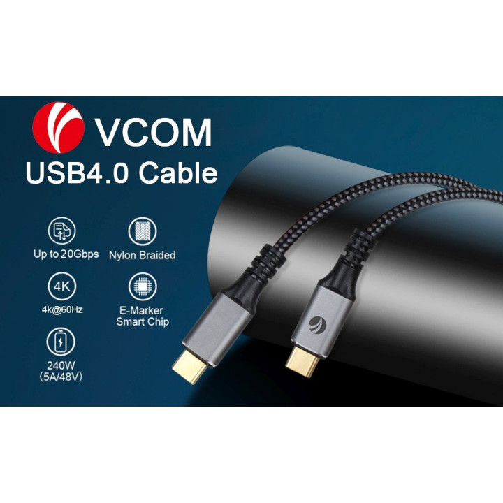 Кабел VCom USB4.0 Type-C/Type-C 20Gbps, 240W - CU521M-2m