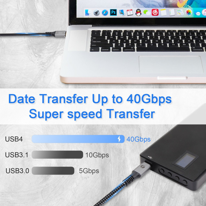 Кабел VCom USB4.0 Type-C/Type-C 40Gbps, 240W - CU541M-1.2m